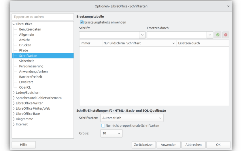 Screenshot LibreOffice FontFix