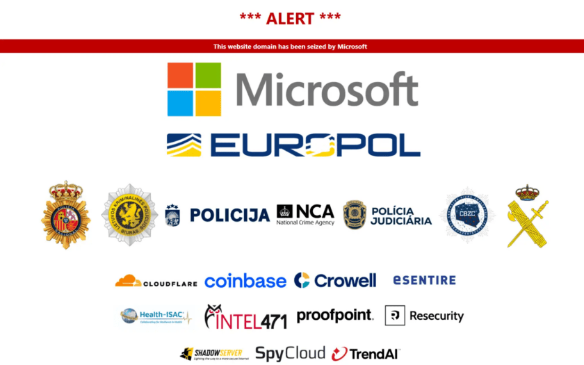 Screen auf einer beschlagnahmten Domain