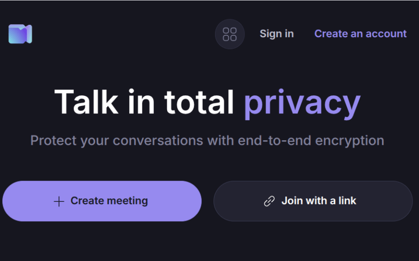 Screenshot: Talk in total privacy