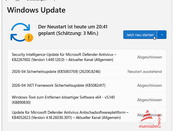 Screenshot Windows Patchday 2026-04