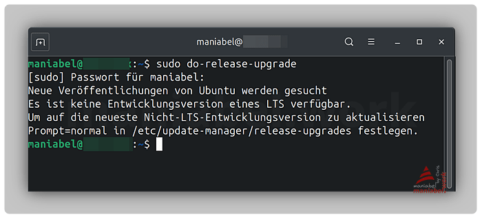 Neue Veröffentlichungen von Ubuntu werden gesucht
Es ist keine Entwicklungsversion eines LTS verfügbar.
Um auf die neueste Nicht-LTS-Entwicklungsversion zu aktualisieren
Prompt=normal in /etc/update-manager/release-upgrades festlegen.