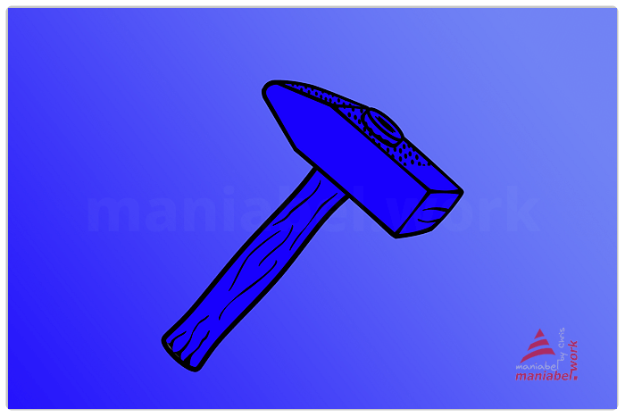 Blauer Hammer auf blauem Verlaufshintergrund