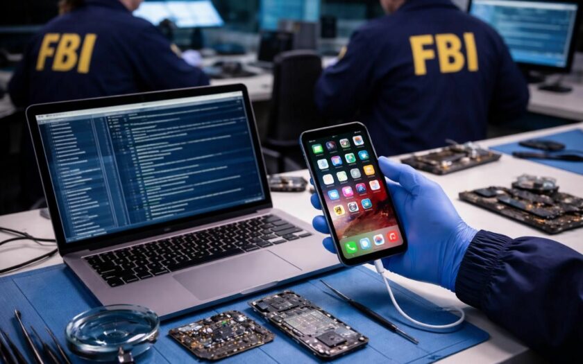 FBI-Mitarbeiter analysieren Smartphone