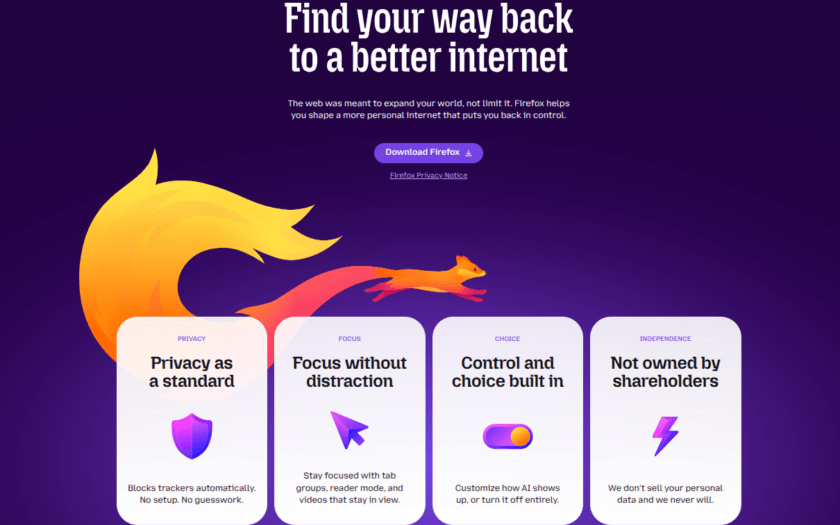Screenshot Firefox-Website